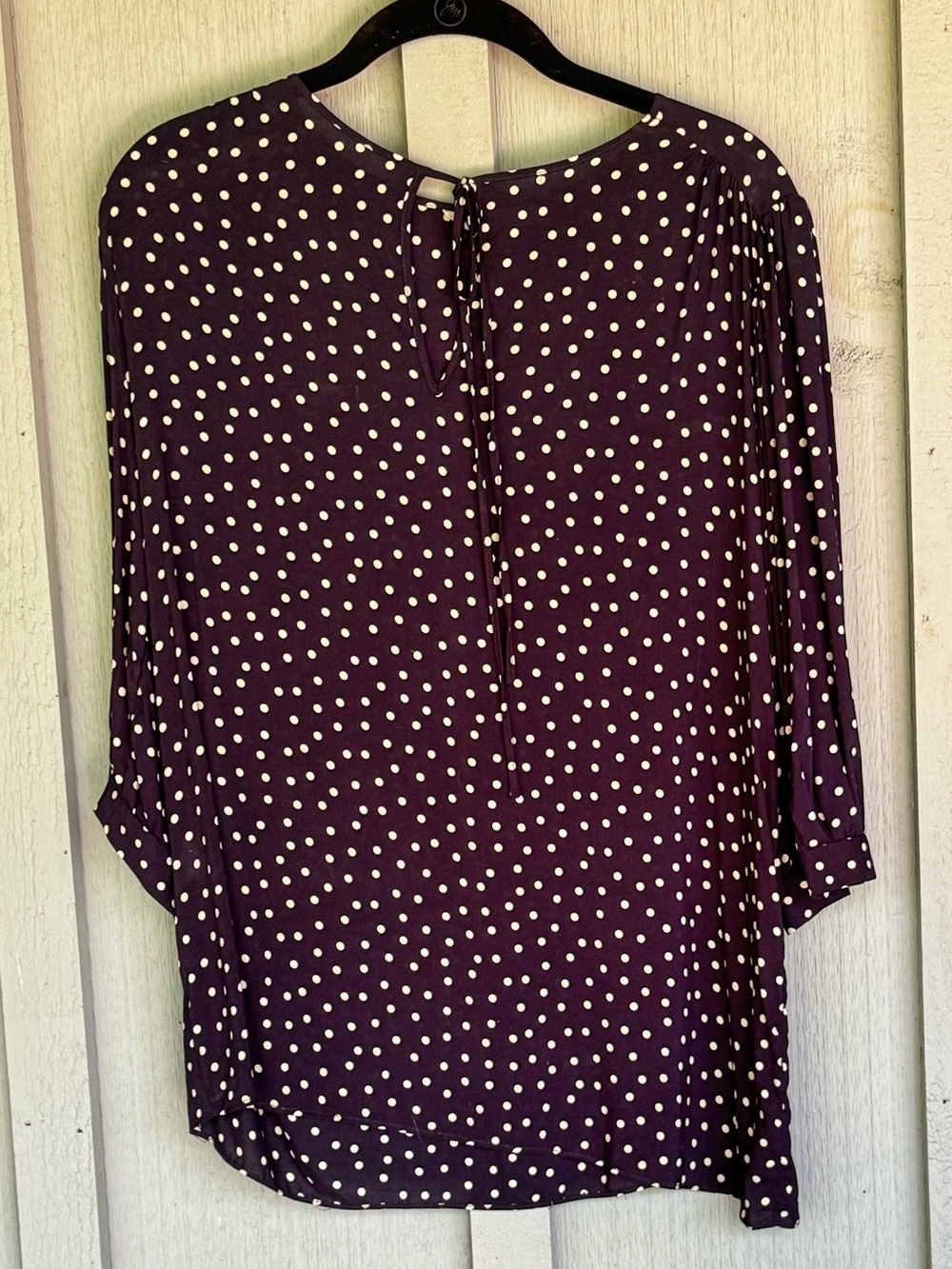 Women's  Tucker Navy Polka Dot Tie Blouse - 12